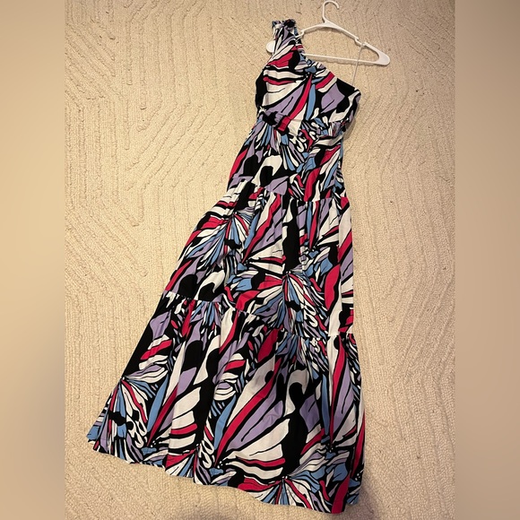 Anthropologie Maeve One-Shoulder Printed Midi Dress Size 6 - Picture 5 of 7